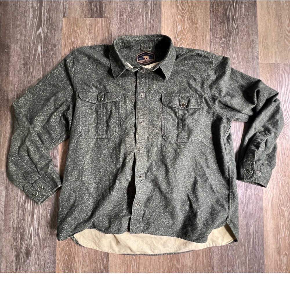 Freedom Foundry Flannel Shirt Jacket Mens XL Green Marled Lined Button Up